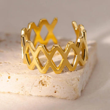 New Gold Colour Wide Open Vintage Stainless Steel Rings for Women -   Fashion Aesthetic Jewellery - The Jewellery Supermarket